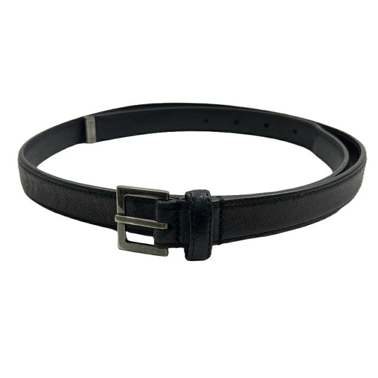 Saint Laurent Men's Belt Logo Black Leather Authentic