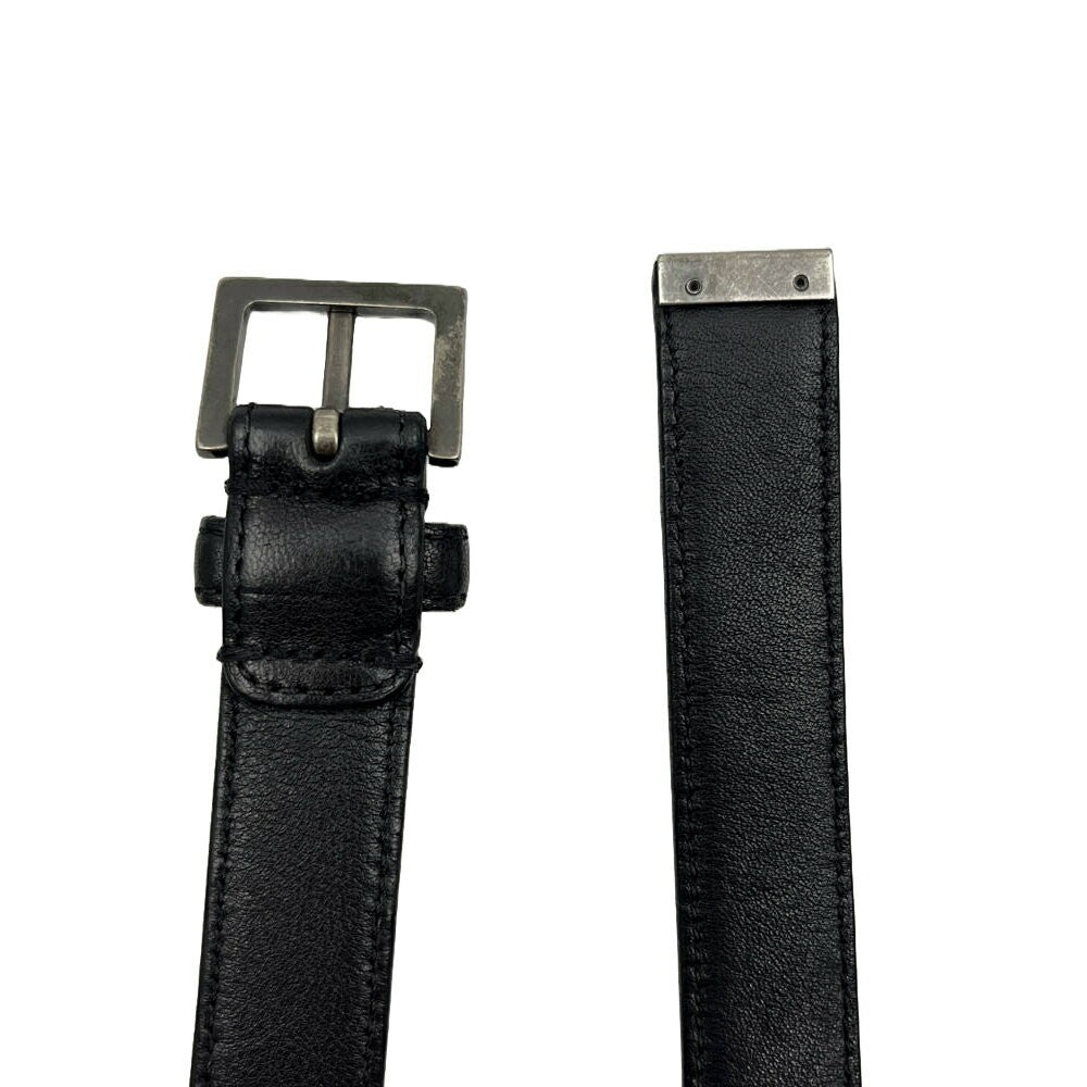 Saint Laurent Men's Belt Logo Black Leather Authentic