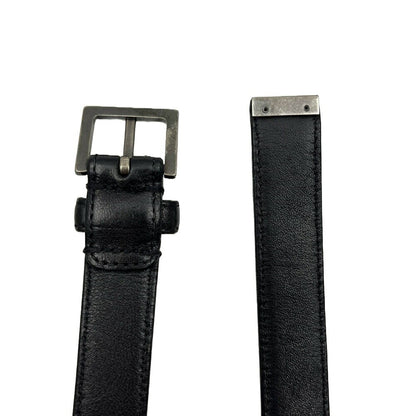 Saint Laurent Men's Belt Logo Black Leather Authentic