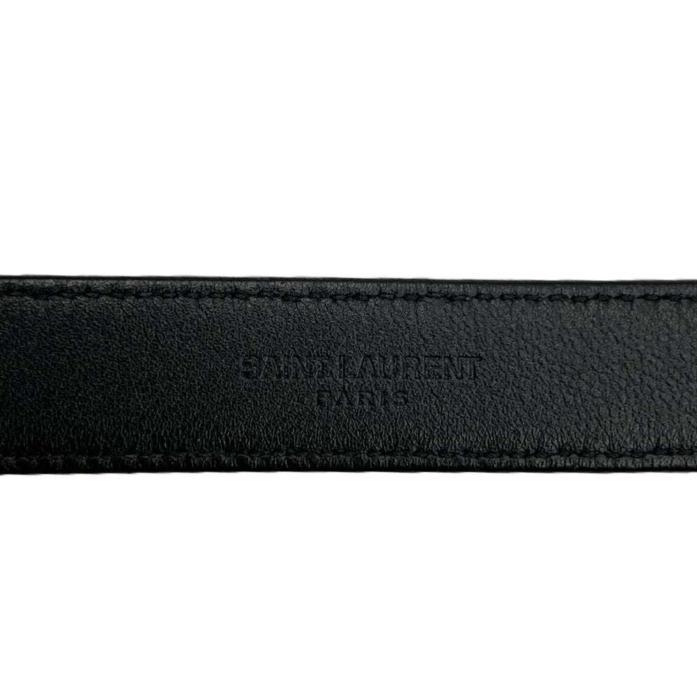 Saint Laurent Men's Belt Logo Black Leather Authentic