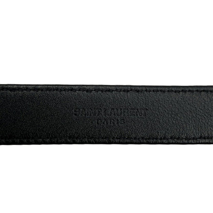 Saint Laurent Men's Belt Logo Black Leather Authentic