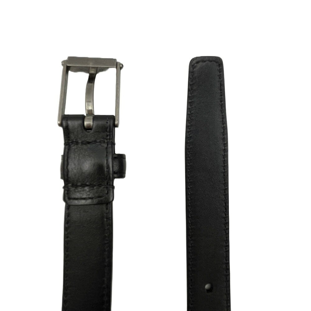 Saint Laurent Men's Belt YSL Cassandra Leather Black Authentic