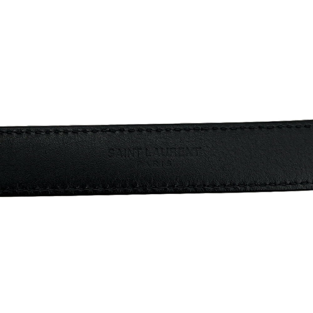 Saint Laurent Men's Belt YSL Cassandra Leather Black Authentic