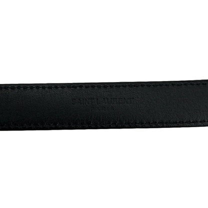 Saint Laurent Men's Belt YSL Cassandra Leather Black Authentic