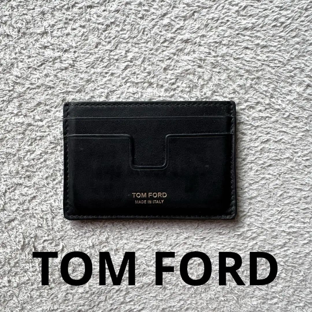 TOM FORD Card Case Holder Wallet Compact Purse Leather Black Authentic