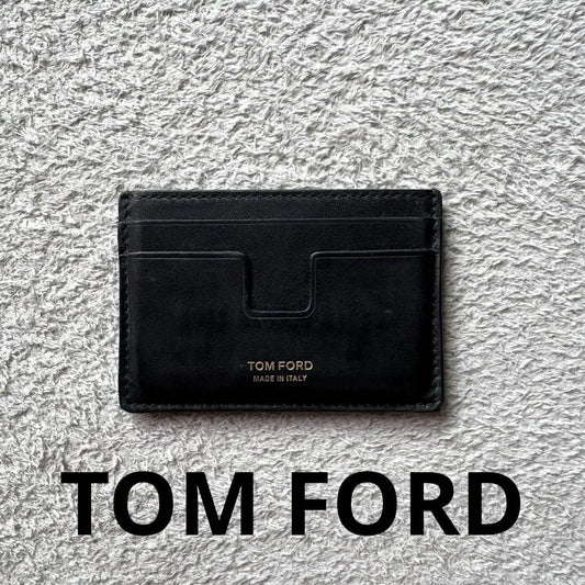 TOM FORD Card Case Holder Wallet Compact Purse Leather Black Authentic