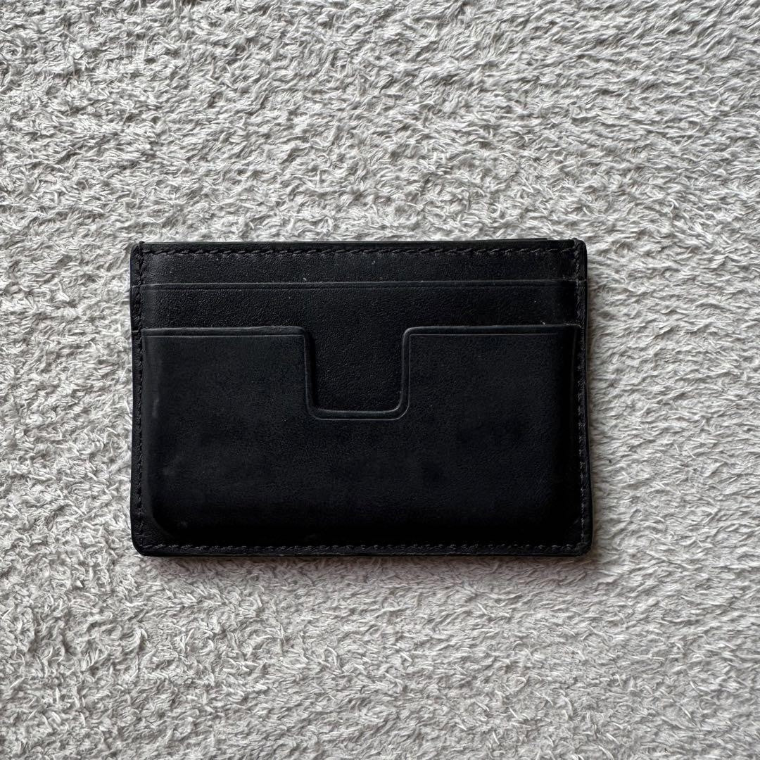 TOM FORD Card Case Holder Wallet Compact Purse Leather Black Authentic