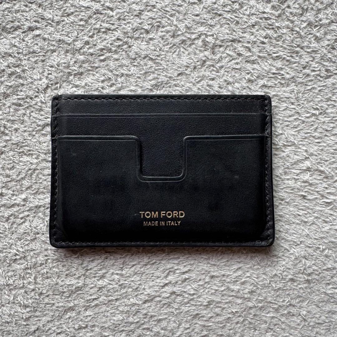 TOM FORD Card Case Holder Wallet Compact Purse Leather Black Authentic