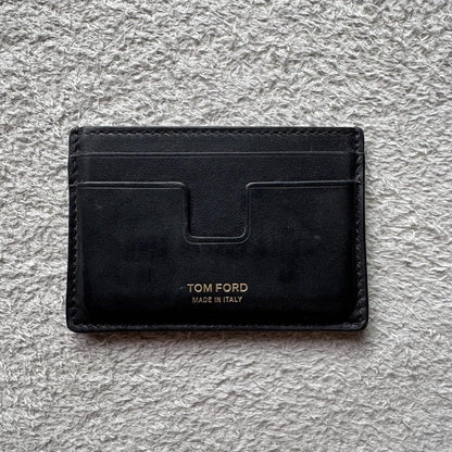 TOM FORD Card Case Holder Wallet Compact Purse Leather Black Authentic