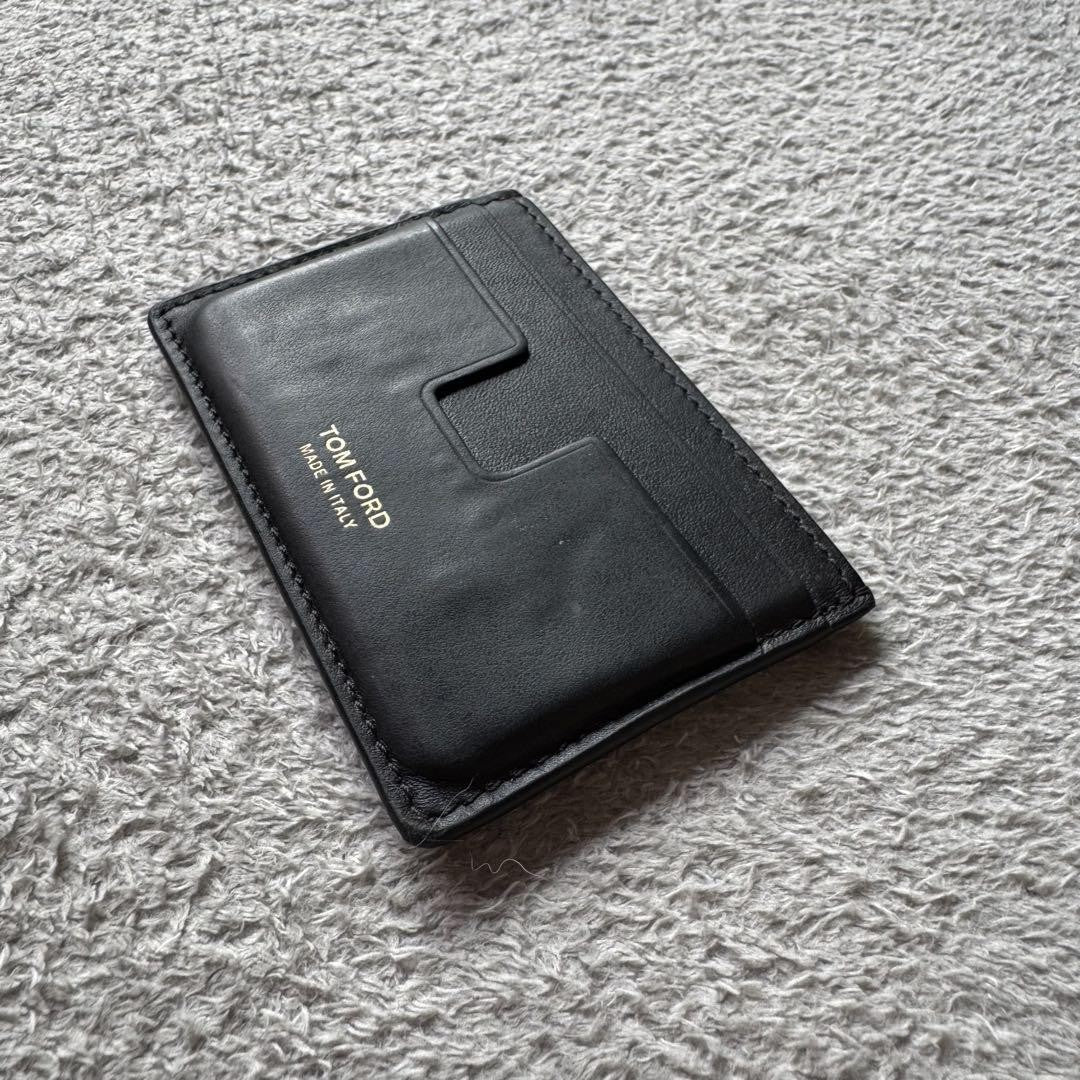 TOM FORD Card Case Holder Wallet Compact Purse Leather Black Authentic