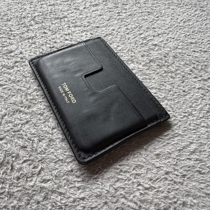 TOM FORD Card Case Holder Wallet Compact Purse Leather Black Authentic