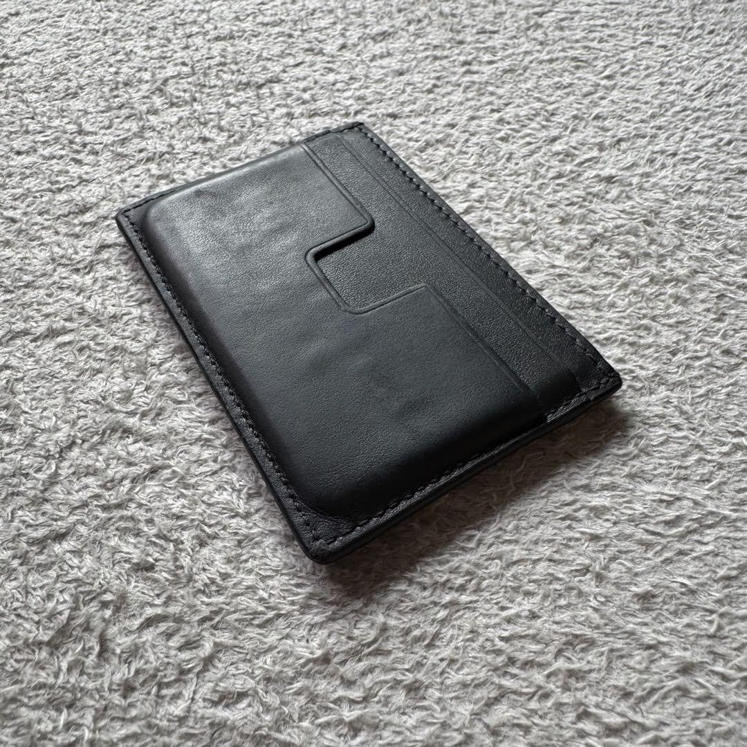 TOM FORD Card Case Holder Wallet Compact Purse Leather Black Authentic