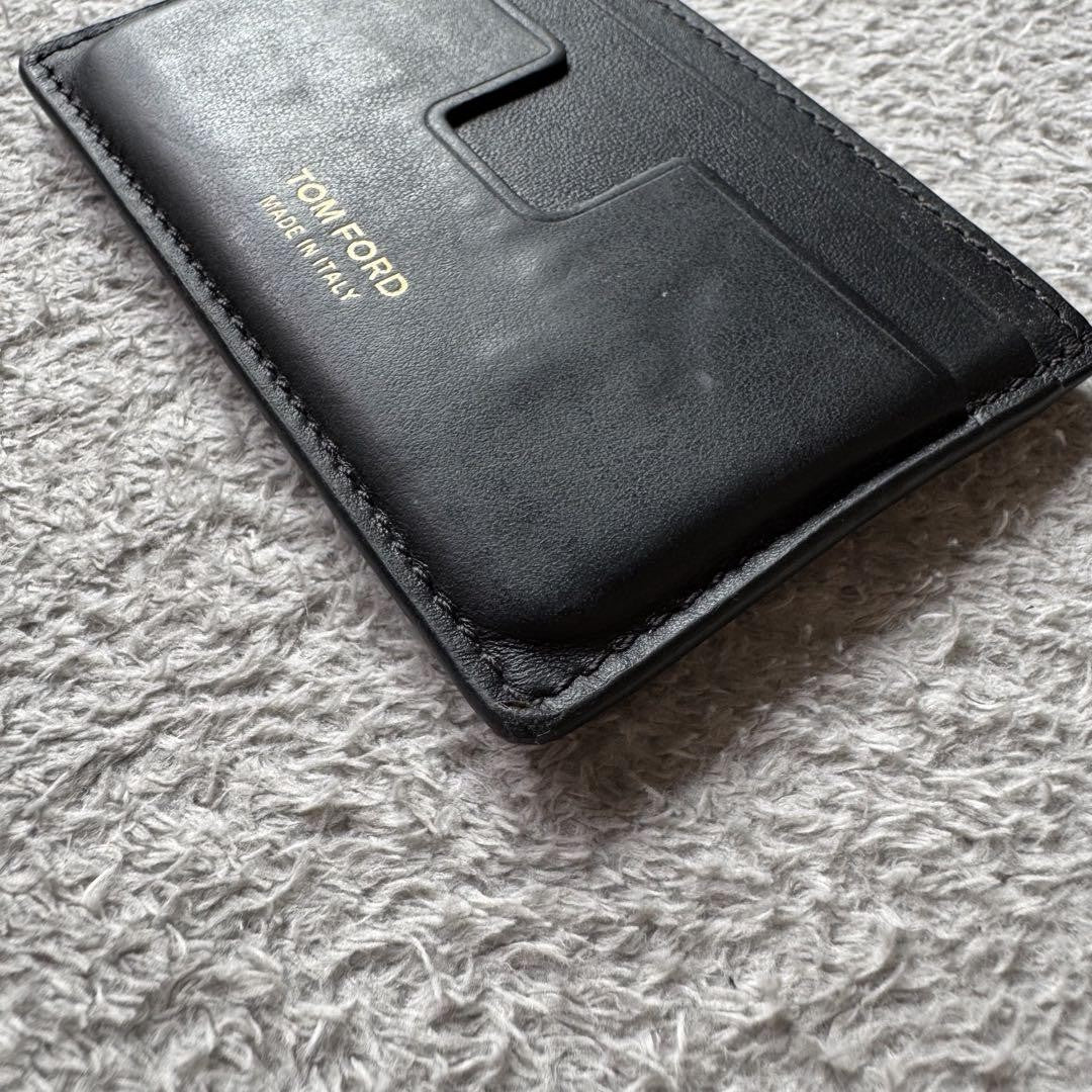 TOM FORD Card Case Holder Wallet Compact Purse Leather Black Authentic