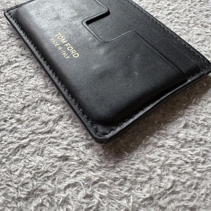TOM FORD Card Case Holder Wallet Compact Purse Leather Black Authentic