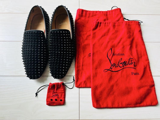 Christian Louboutin Slip-ons Shoes Sneakers Studs EU 41 US 8 Black Authentic