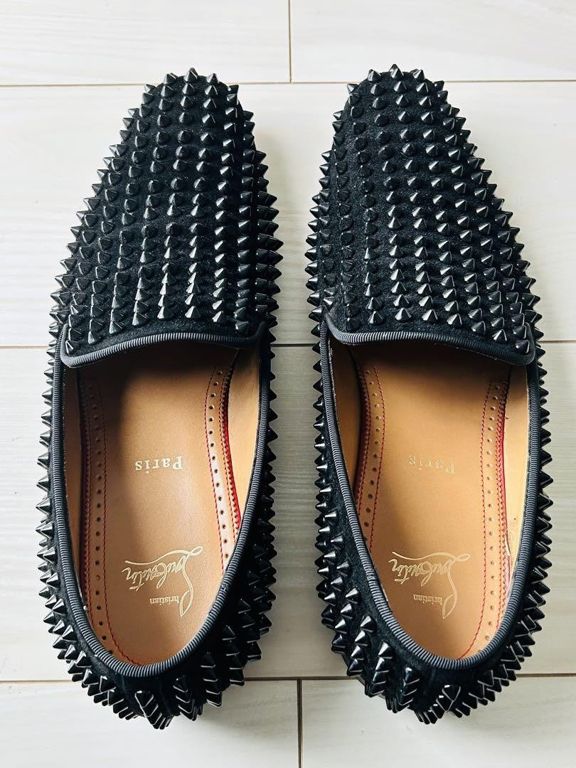 Christian Louboutin Slip-ons Shoes Sneakers Studs EU 41 US 8 Black Authentic