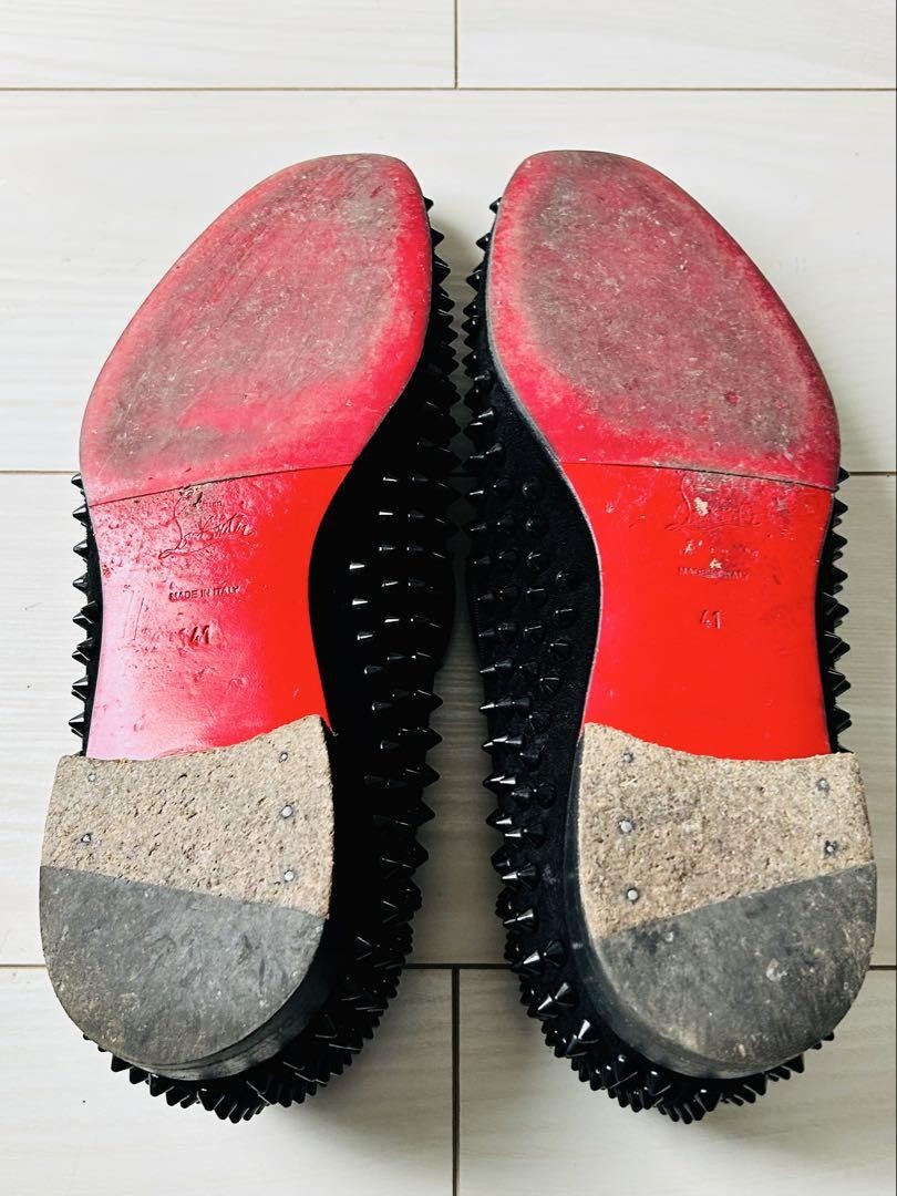 Christian Louboutin Slip-ons Shoes Sneakers Studs EU 41 US 8 Black Authentic