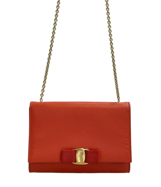 Salvatore Ferragamo Shoulder Bag Purse Orange Authentic