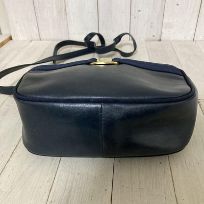 Salvatore Ferragamo Shoulder Bag Purse Leather Navy Authentic