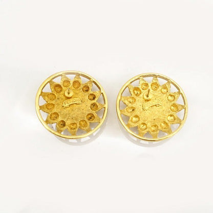 FENDI Earrings Gold Red 14K Women Accessory Authentic