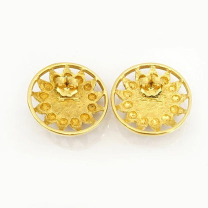 FENDI Earrings Gold Red 14K Women Accessory Authentic
