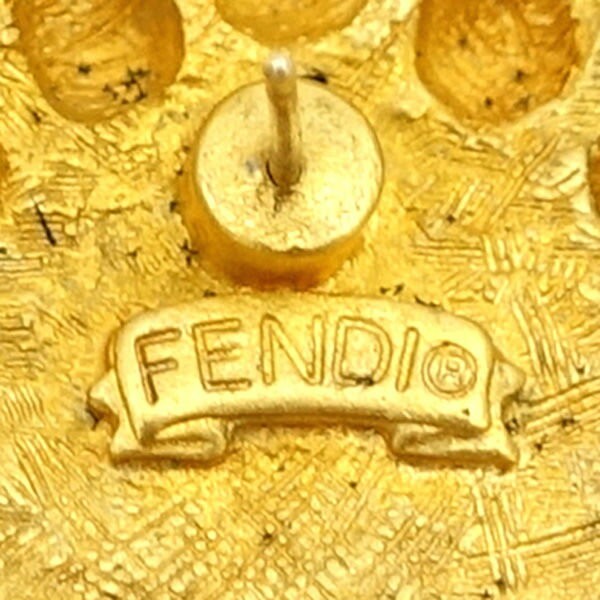 FENDI Earrings Gold Red 14K Women Accessory Authentic