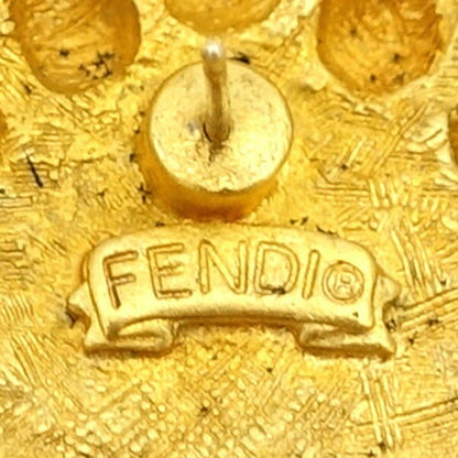 FENDI Earrings Gold Red 14K Women Accessory Authentic