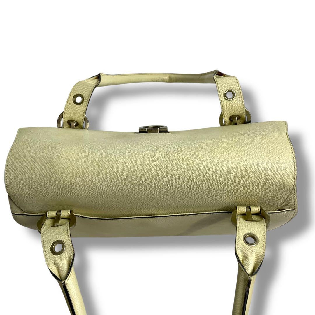 Salvatore Ferragamo Hand Bag Tote Purse Gancini Leather Beige Authentic