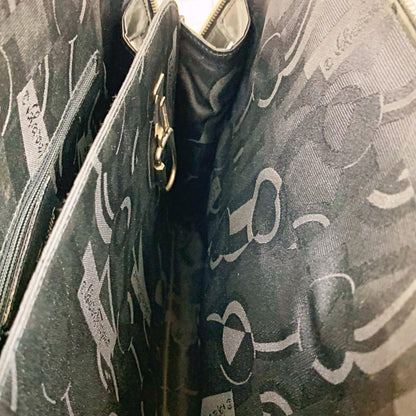 Salvatore Ferragamo Hand Bag Tote Purse Gancini Patent Leather Black Authentic