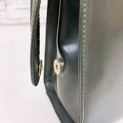 Salvatore Ferragamo Hand Bag Tote Purse Gancini Patent Leather Black Authentic