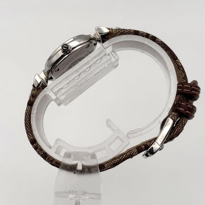 FENDI Quartz Watch Wristwatch FF Zucca Logo Brown Silver Women's Authentic