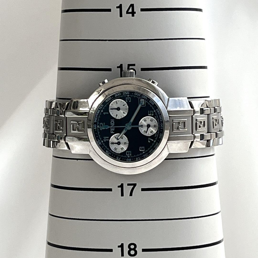 FENDI 4500L Quartz Watch Wristwatch Logo Black Silver Women's Authentic
