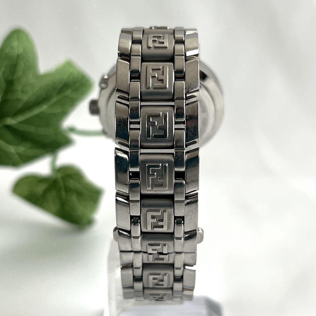 FENDI 4500L Quartz Watch Wristwatch Logo Black Silver Women's Authentic