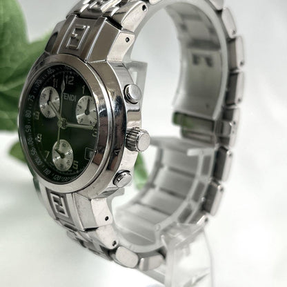 FENDI 4500L Quartz Watch Wristwatch Logo Black Silver Women's Authentic
