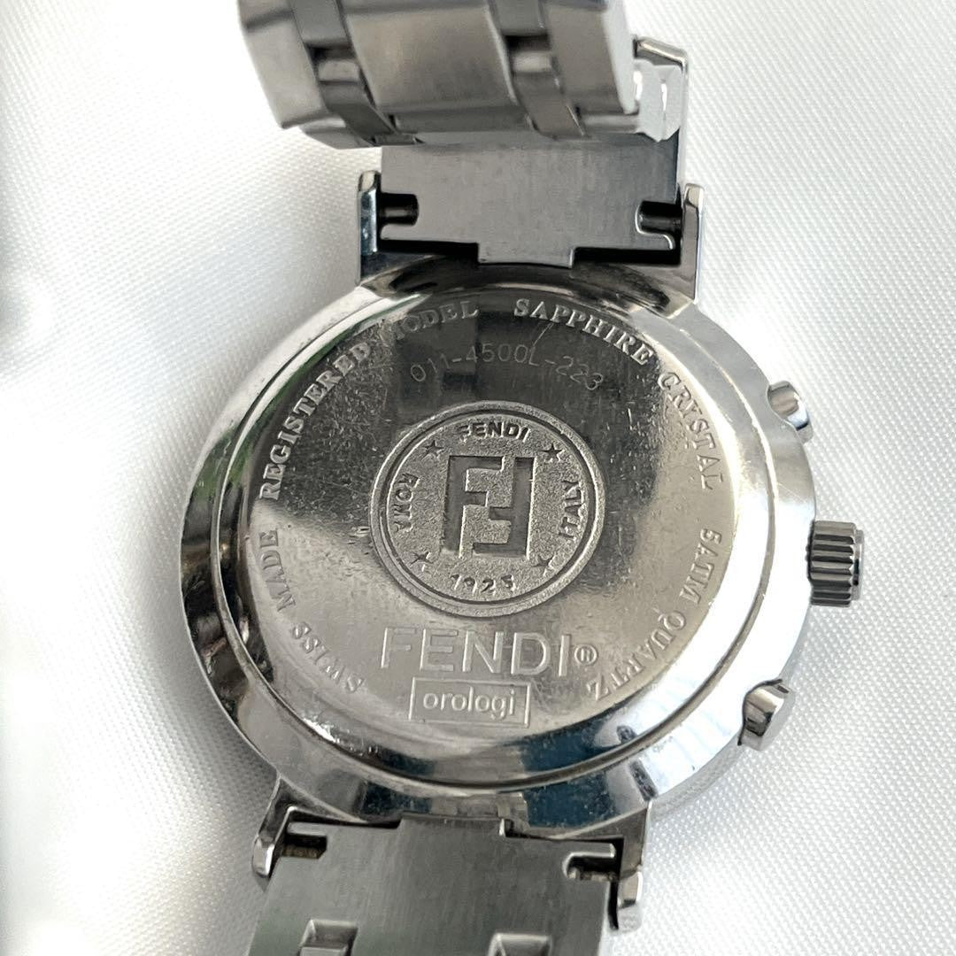 FENDI 4500L Quartz Watch Wristwatch Logo Black Silver Women's Authentic