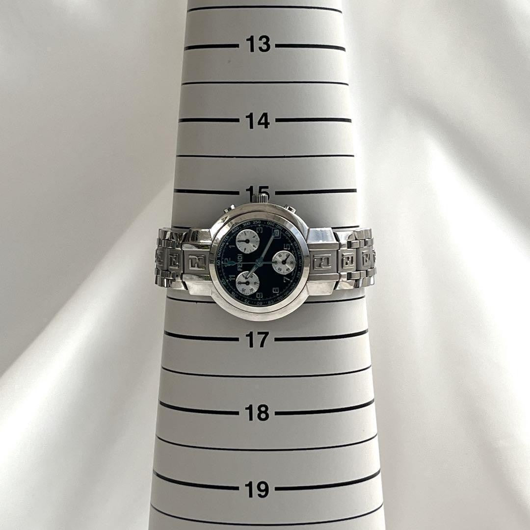 FENDI 4500L Quartz Watch Wristwatch Logo Black Silver Women's Authentic