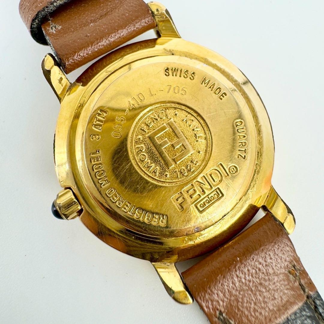 FENDI 410L Quartz Watch Wristwatch FF Logo Gold Women's Authentic