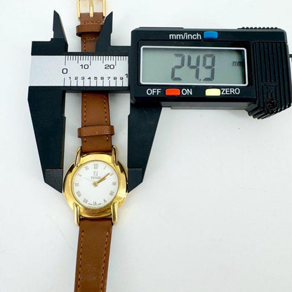 FENDI 410L Quartz Watch Wristwatch FF Logo Gold Women's Authentic
