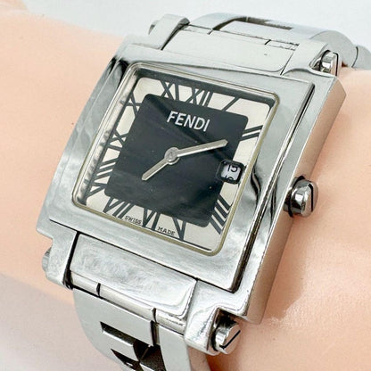 FENDI 6000G Quartz Watch Wristwatch Logo Silver Women's Authentic