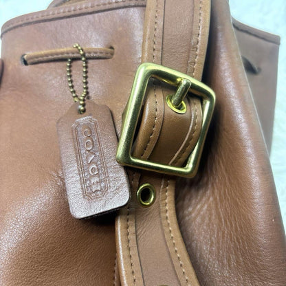COACH Drawstring Shoulder Bag Purse Old coach Leather Brown Auth Used Women's
