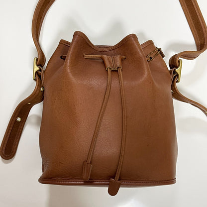 COACH Drawstring Shoulder Bag Purse Old coach Leather Brown Auth Used Women's