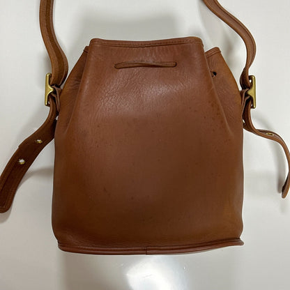 COACH Drawstring Shoulder Bag Purse Old coach Leather Brown Auth Used Women's