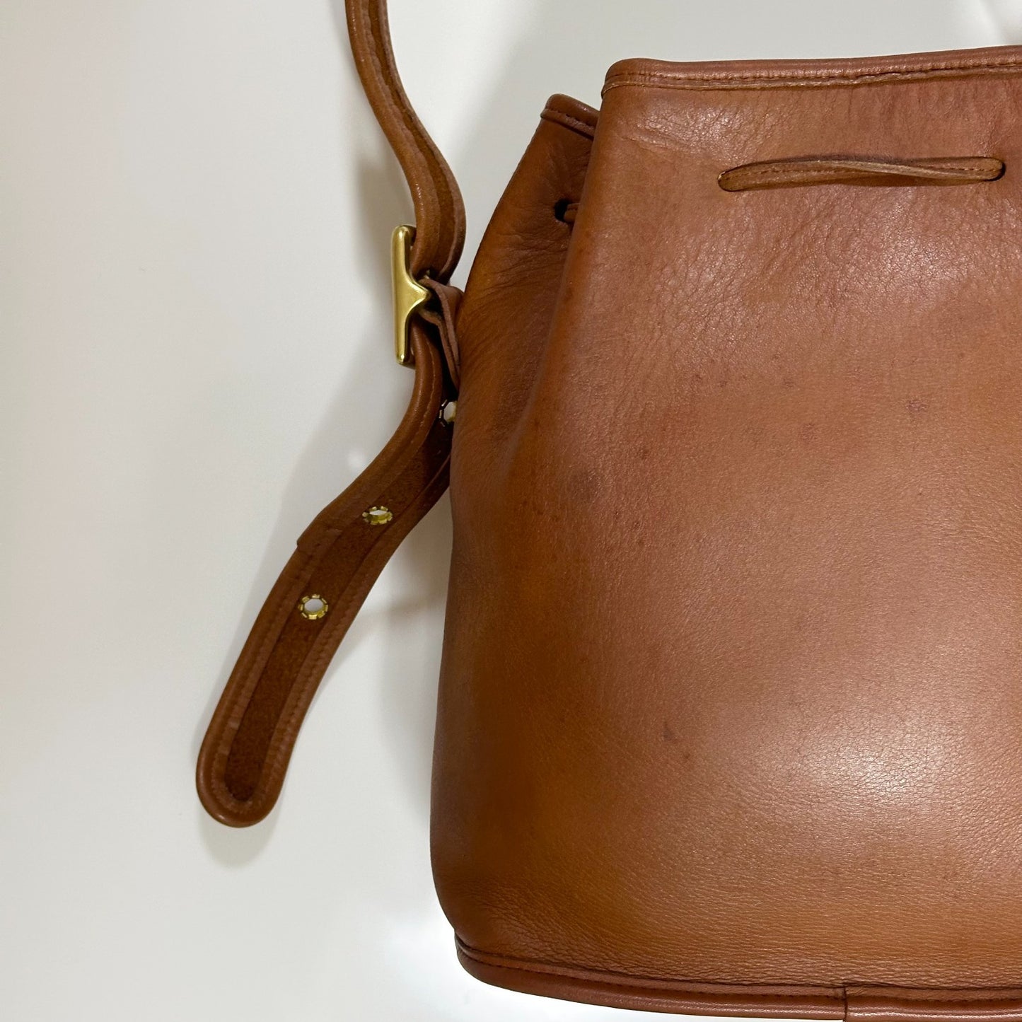 COACH Drawstring Shoulder Bag Purse Old coach Leather Brown Auth Used Women's