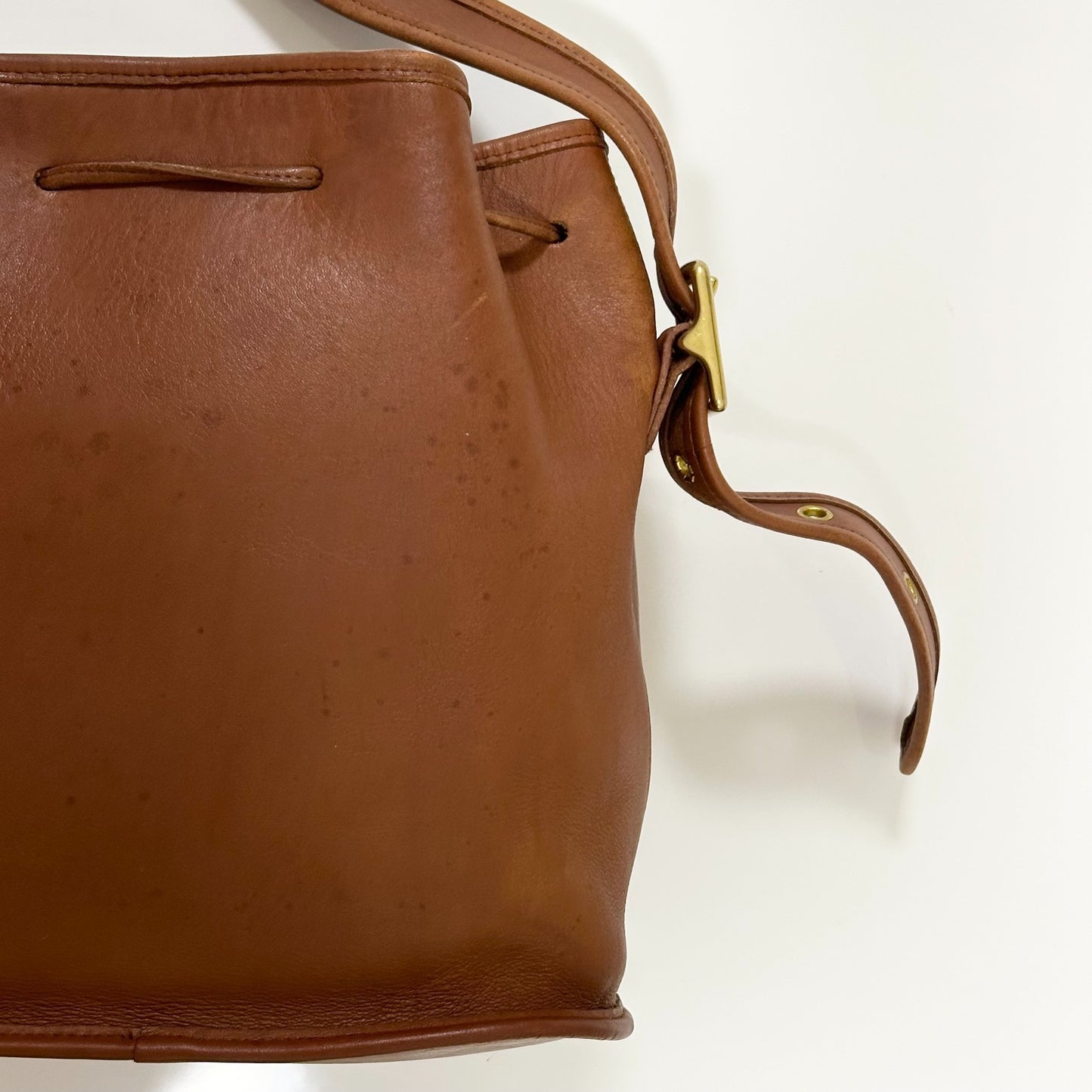 COACH Drawstring Shoulder Bag Purse Old coach Leather Brown Auth Used Women's
