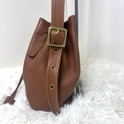 COACH Drawstring Shoulder Bag Purse Old coach Leather Brown Auth Used Women's