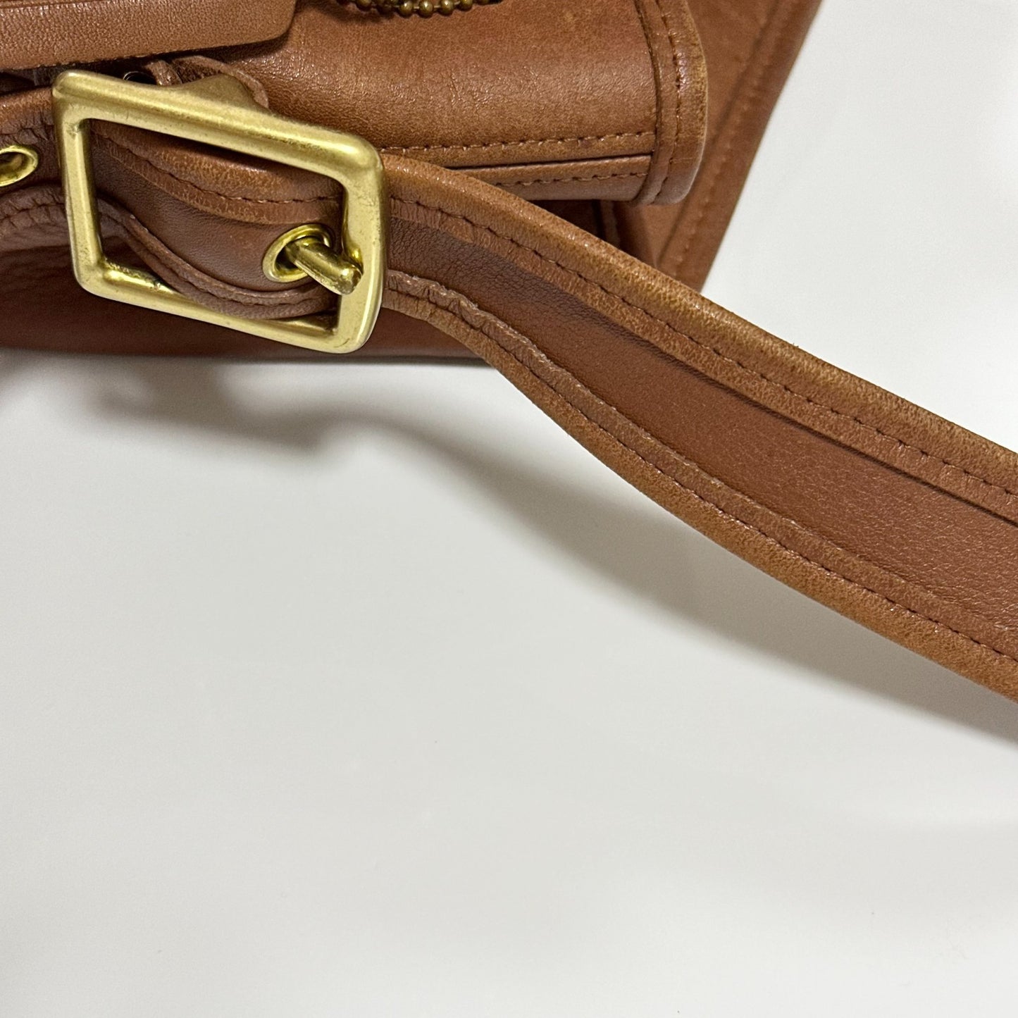 COACH Drawstring Shoulder Bag Purse Old coach Leather Brown Auth Used Women's
