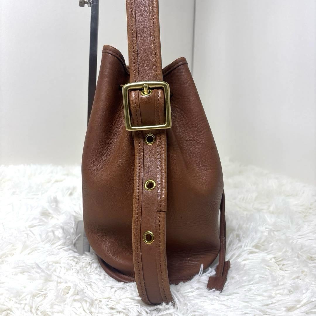 COACH Drawstring Shoulder Bag Purse Old coach Leather Brown Auth Used Women's