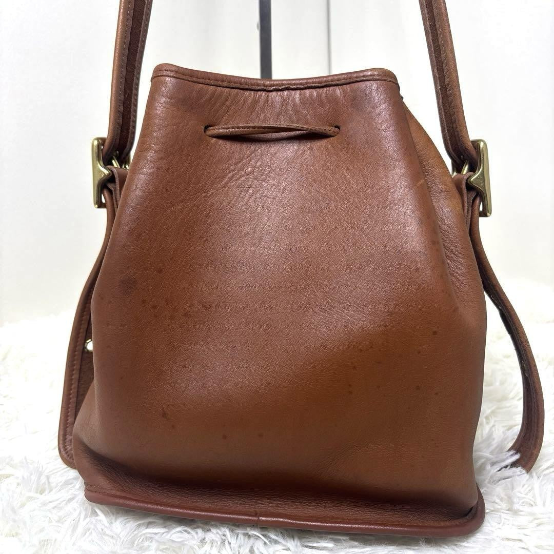 COACH Drawstring Shoulder Bag Purse Old coach Leather Brown Auth Used Women's