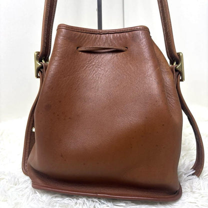 COACH Drawstring Shoulder Bag Purse Old coach Leather Brown Auth Used Women's