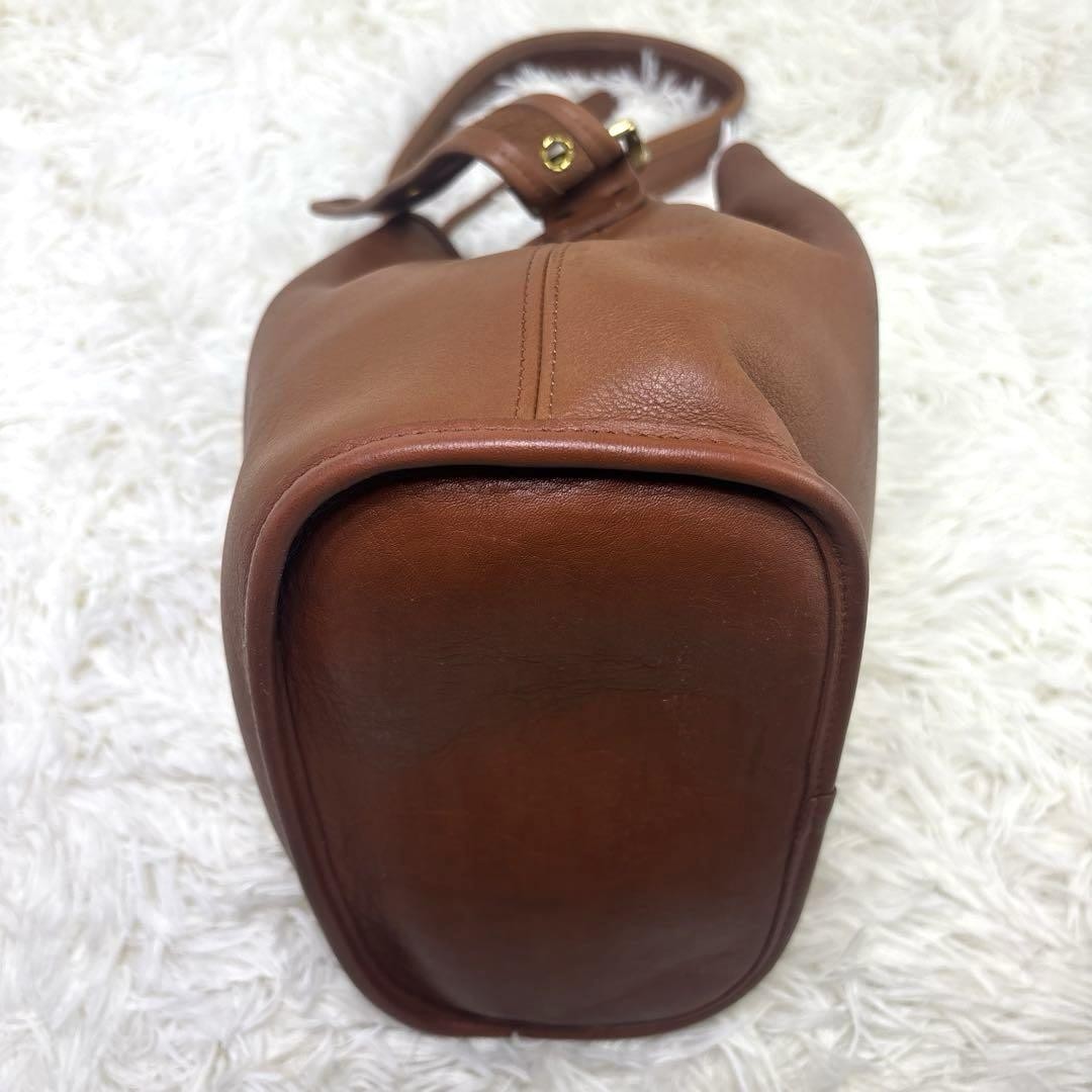 COACH Drawstring Shoulder Bag Purse Old coach Leather Brown Auth Used Women's